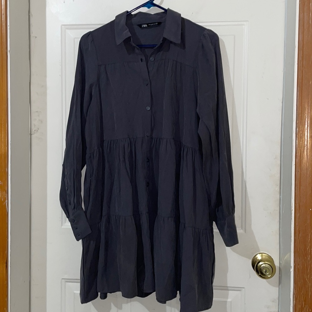 Zara tent mini dress. M, dk grey.